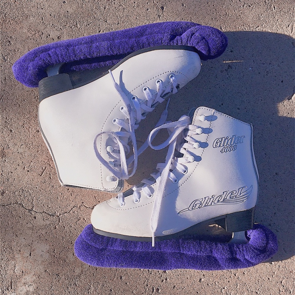 White Ice Skates + Blade Covers